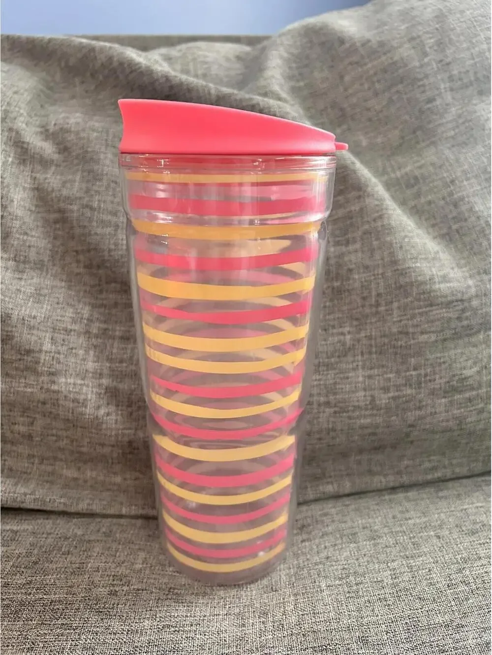 Bubba Tumbler 24 oz Plastic Double Wall Insulated Cup Stripes Pink Lid